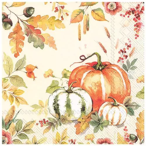 Ihr Frokostserviet 3-lags 20stk - Pumpkin Love Cream