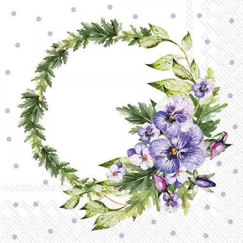 IHR 3-lags Frokostserviet 33x33cm 20stk - Pansy Wreath Lilac
