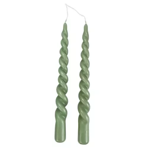 Twist lys 24cm 2stk - Støvet Oliven