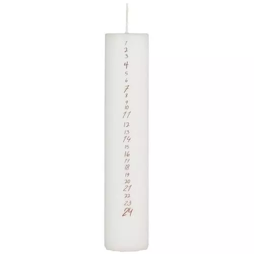 Kalenderlys 1-24 hvid m/røde tal
