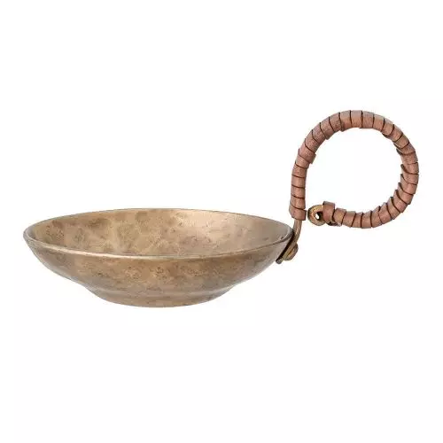 Fyrfadsstage m/læderhank - Messing