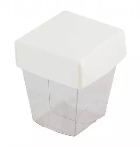 Æske klar med hvid låg 10 stk 