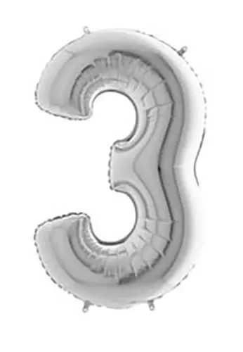 Ballon tal sølv nr.3 - 65cm