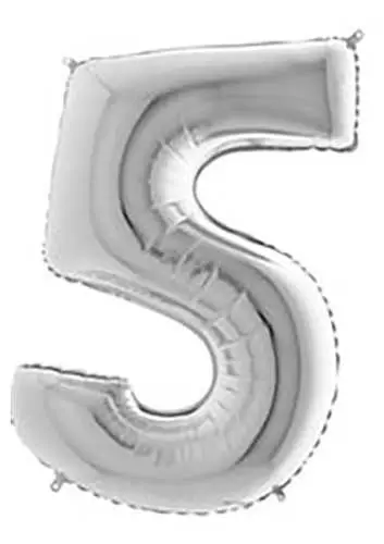 Ballon tal sølv nr.5 - 65cm
