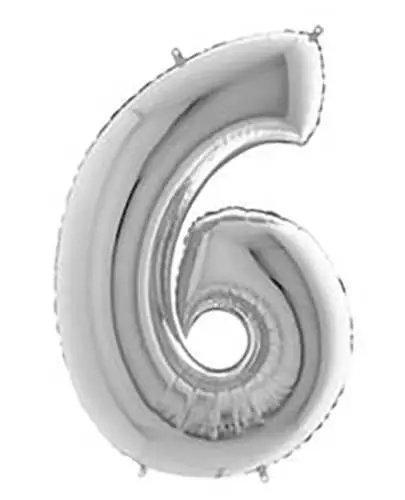 Ballon tal sølv nr.6 - 65cm