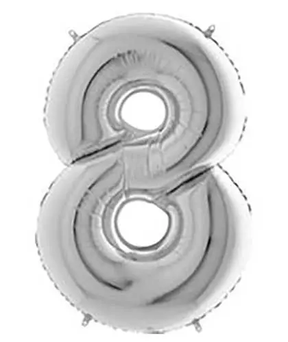 Ballon tal sølv nr.8 - 65cm