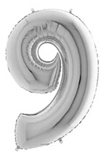 Ballon tal sølv nr.9 - 65cm