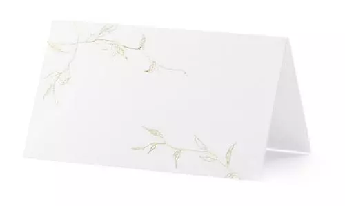 Bordkort hvid m/guld grene 10stk