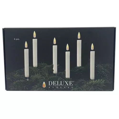 Deluxe LED Juletræslys Hvid m/holder - 6stk