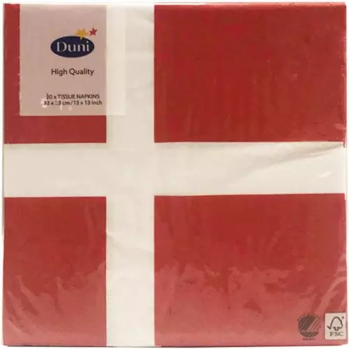 Duni serviet 33x33 3lags 20stk - Dansk Flag