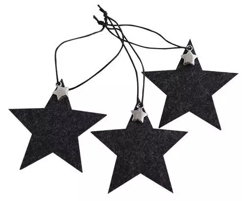 Filtstjerne sort - 3 stk