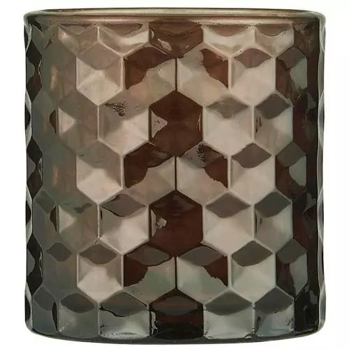 Fyrfadsstage glas Ø7cm - Mørkebrun