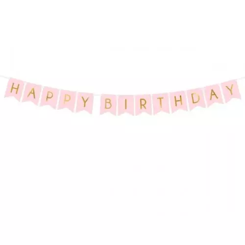 Guirlande Happy Birthday Lyserød