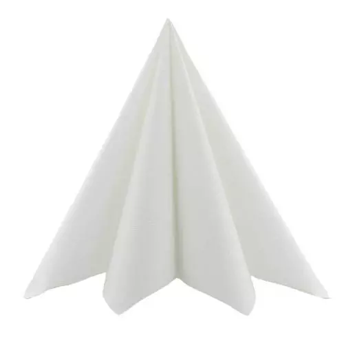 Mank stofligende serviet 33x33cm 50stk - Hvid