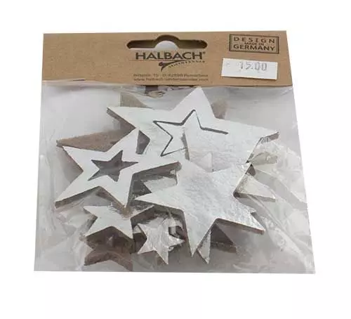 Stjerne filt sølv/natur 15 stk