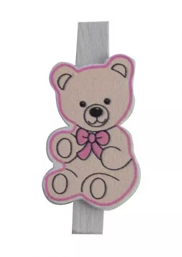 Bamse på klemme - 8 stk - Lyserød