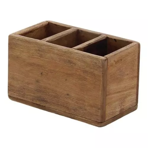 Trækasse genbrugstræ 3-rum - 10x19x12cm