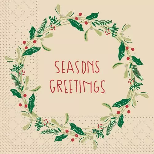 Mank 3-lags Serviet 24x24cm 150stk - Isabell Season s greeting