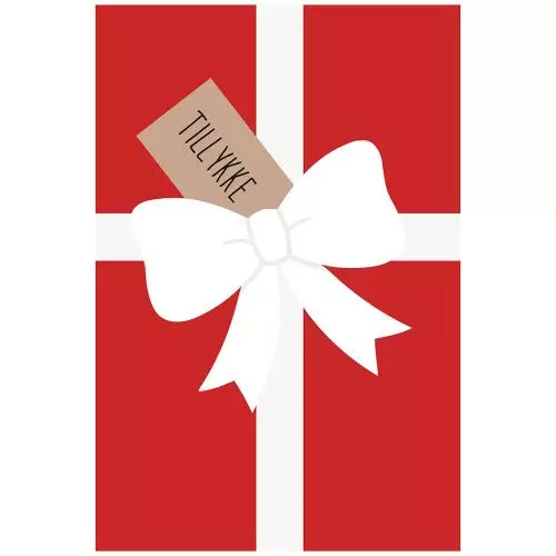 A7 Kort - Tillykkekort i rødt og hvidt