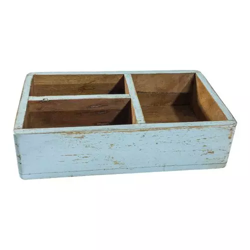 Trækasse genbrugstræ 3-rum - Lyseblå