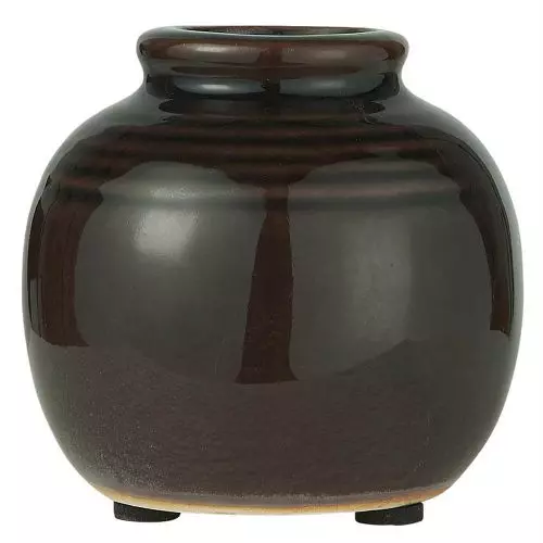 Vase m/riller - Mørk Brun