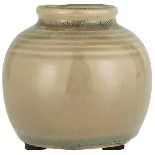 Vase Yrsa m/riller krakeleret glasur - Milky Brown