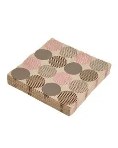 GreenByNoah Frokostserviet 3-lags 20stk - Grå/Rosa Prikker