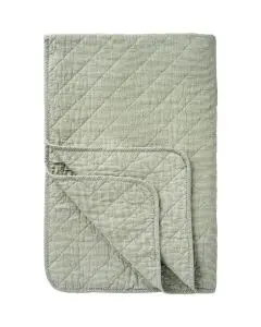 Quilt hvide og støvgrønne mælkedrengestriber
