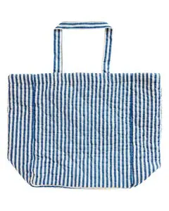 Quiltet Taske - Hvide og Mørkegrå Mælkedrengestriber