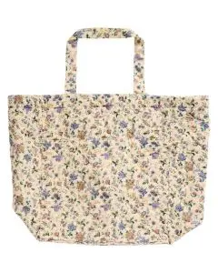 Quiltet Taske - Hvide og Mørkegrå Mælkedrengestriber