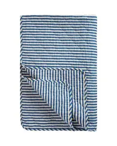 Quilt m/off white og blå striber