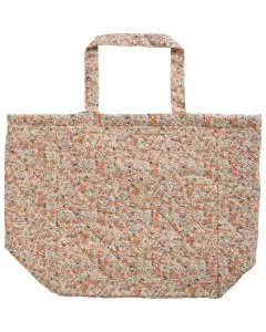 Quiltet Taske - Hvide og Mørkegrå Mælkedrengestriber