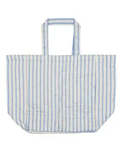 Quiltet Taske - Hvide og Mørkegrå Mælkedrengestriber