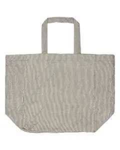 Quiltet Taske - Hvide og Mørkegrå Mælkedrengestriber