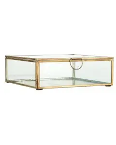 Glasæske m/låg solitaire aflang H4cm - Zink