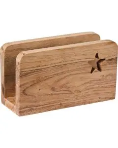 Servietholder med udskåret stjerne akacietræ