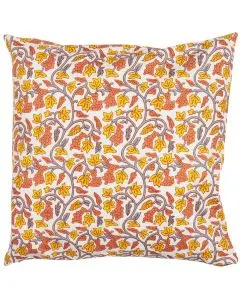 Pudebetræk 50x50cm Annika hvid m/grå, gule og orange vinranker