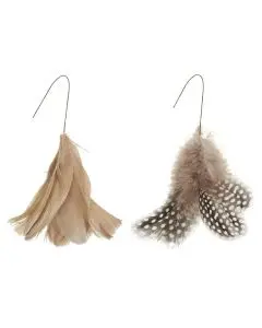 Ib Laursen Pyntefjer 2 ass farver Grå og Gråmaleret