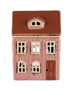 Hus t/fyrfadslys Thorshavn buet kvist rød dør