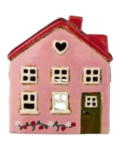 Hus t/fyrfadslys Nyhavn gult tag solsikke foran
