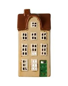 Hus t/fyrfadslys Nyhavn gult tag solsikke foran
