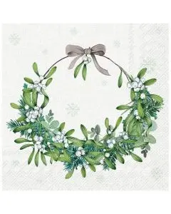 IHR Frokostserviet 3-lags 20stk - Mistletoe Wreath Cream