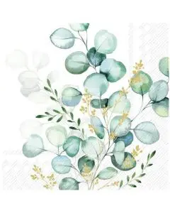 Ihr Frokostserviet 3-lags 20stk - Eucalyptus Bouquet Gold