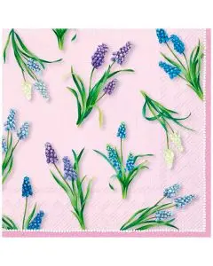 IHR 3-lags Frokostserviet 33x33cm 20stk - Spring Muscari Rose