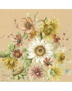 IHR Frokostserviet 3-lags 20stk - Late Summer Flowers Abrikos