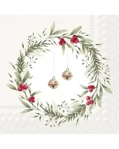 IHR Kaffeserviet 25x25cm 3-lags 20stk - Christmas Bells Cream