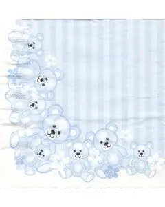 Bækkelund 3-lags servietter - 33x33 cm - 20 stk bamser blå