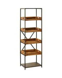 Reol m/5 hylder og aftagelige træbakker Brooklyn