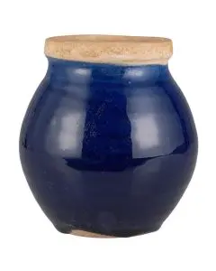 Vase Avignon blå m/naturfarvet kant 