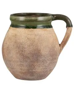 Vase Avignon naturfarvet m/grøn kant